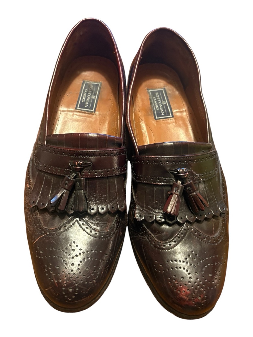 Vintage Bostonian Classics 12M Brown Leather Kiltie Tassel Wingtip Loafers